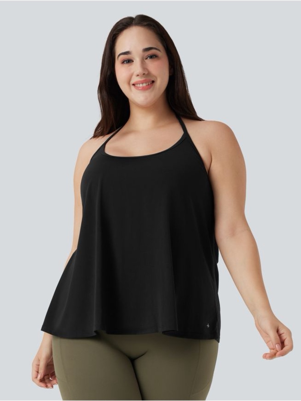 Halara Plus Size SoftlyZero Airy Halter Draped Yoga Sports Top-UPF50